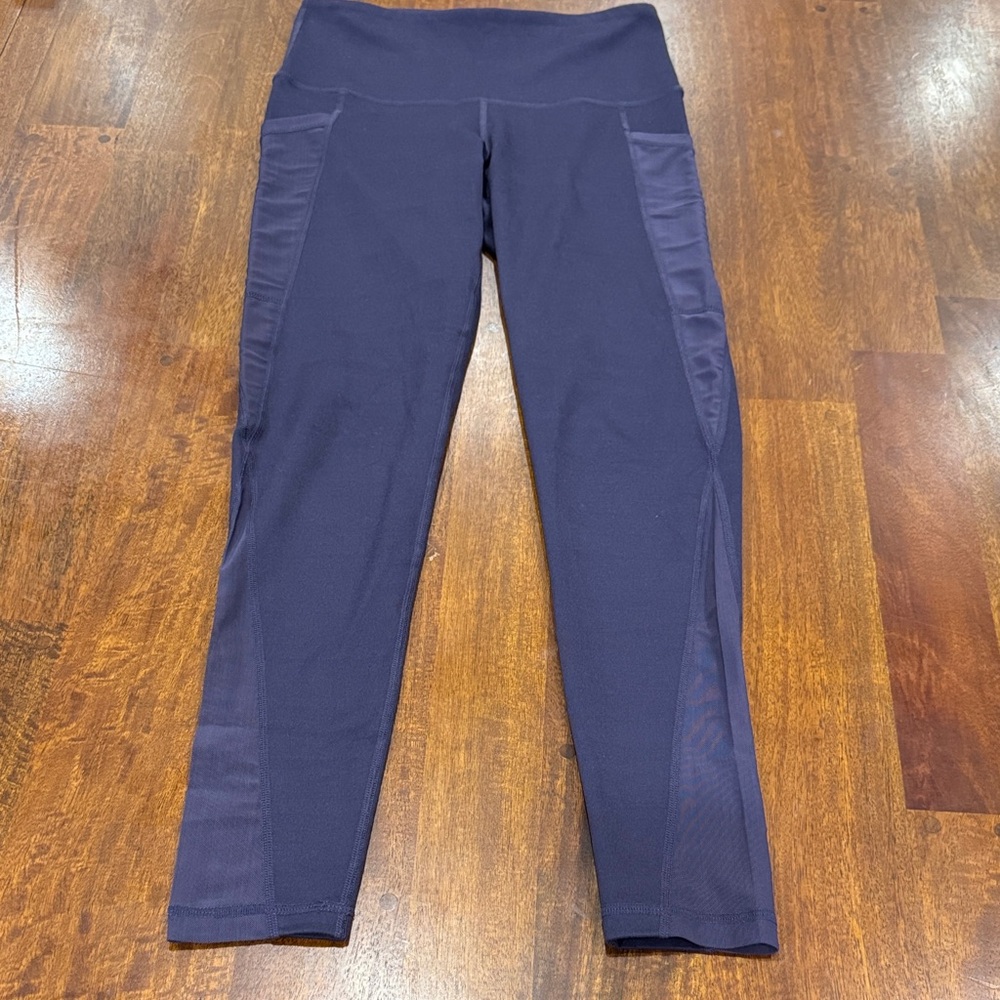 Athleta 2010s Purple Workout High-Waisted Leggings with Mesh Siding